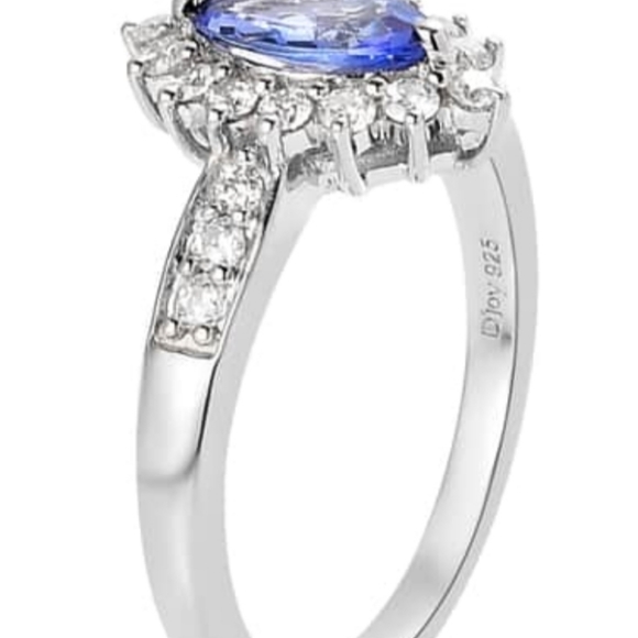 Genuine Tanzanite & Moissanite Ring Platinum/Sterling Silver Sz 7! ♥️ - Picture 6 of 7
